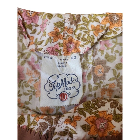 Top Mode Twee Vintage 50s Ditsy Print Midi Dress Women's Modern Size 12 Modest - Picture 5 of 9